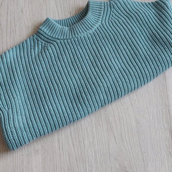 Everlane Blue Textured Cotton Crew Sweater - Picture 4 of 5